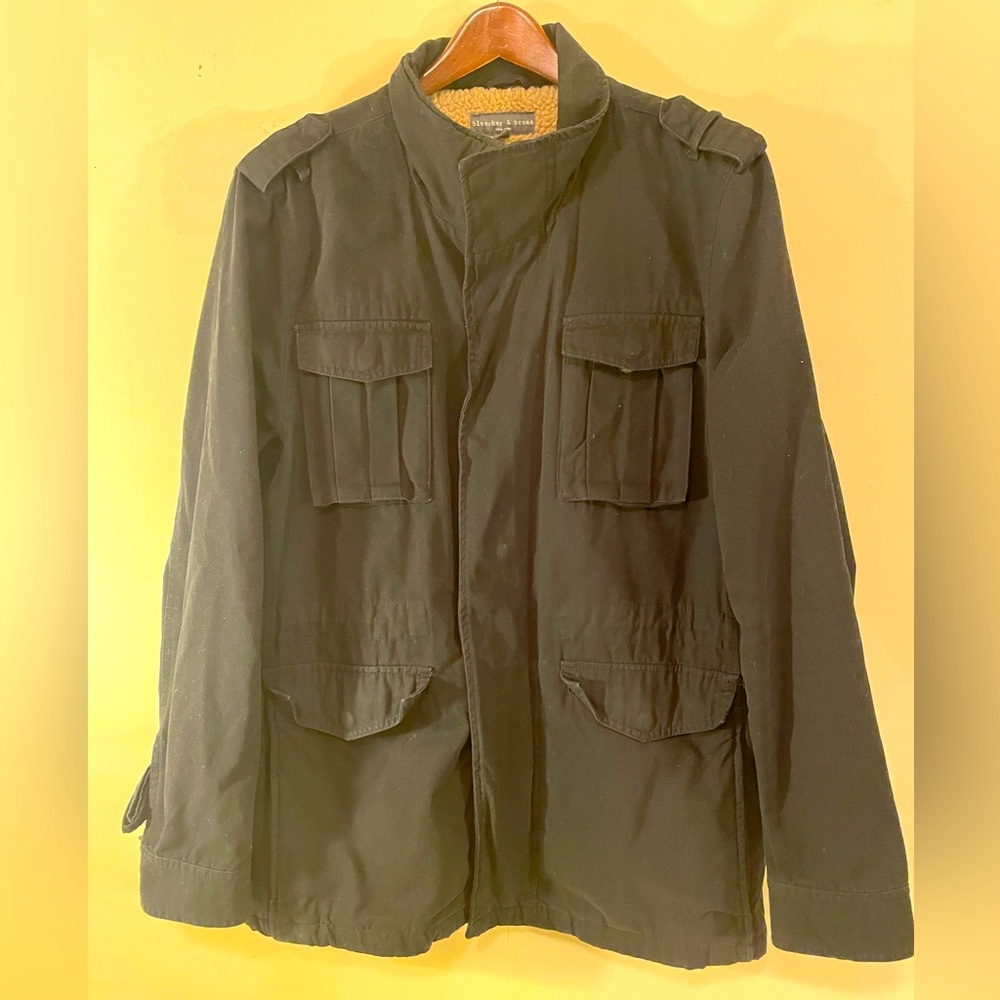 Bleecker & Broad Military Field Winter Jacket Fleece Lined Large